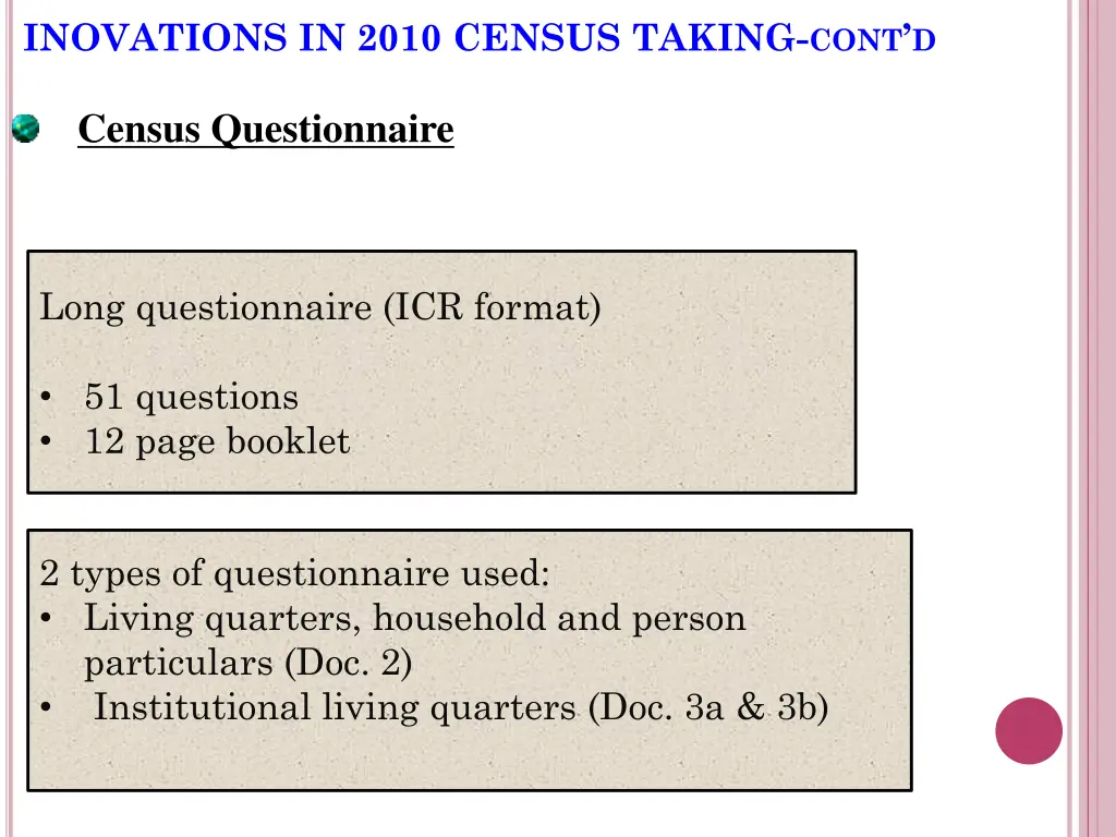 inovations in 2010 census taking cont d