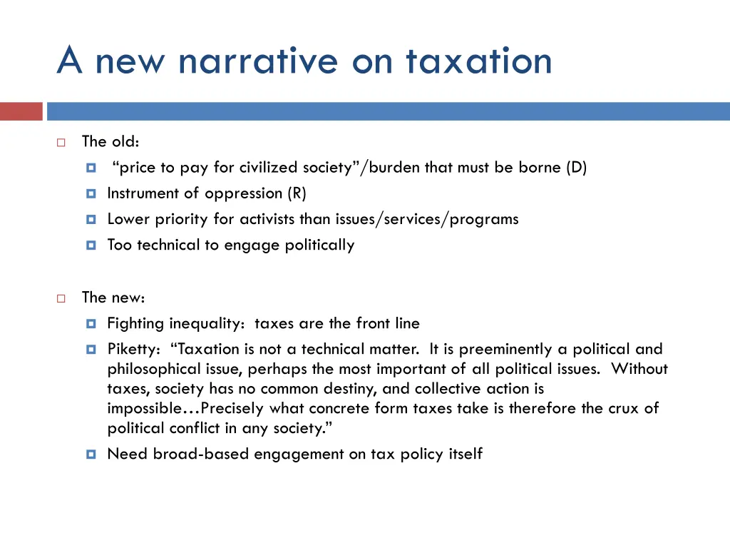 a new narrative on taxation