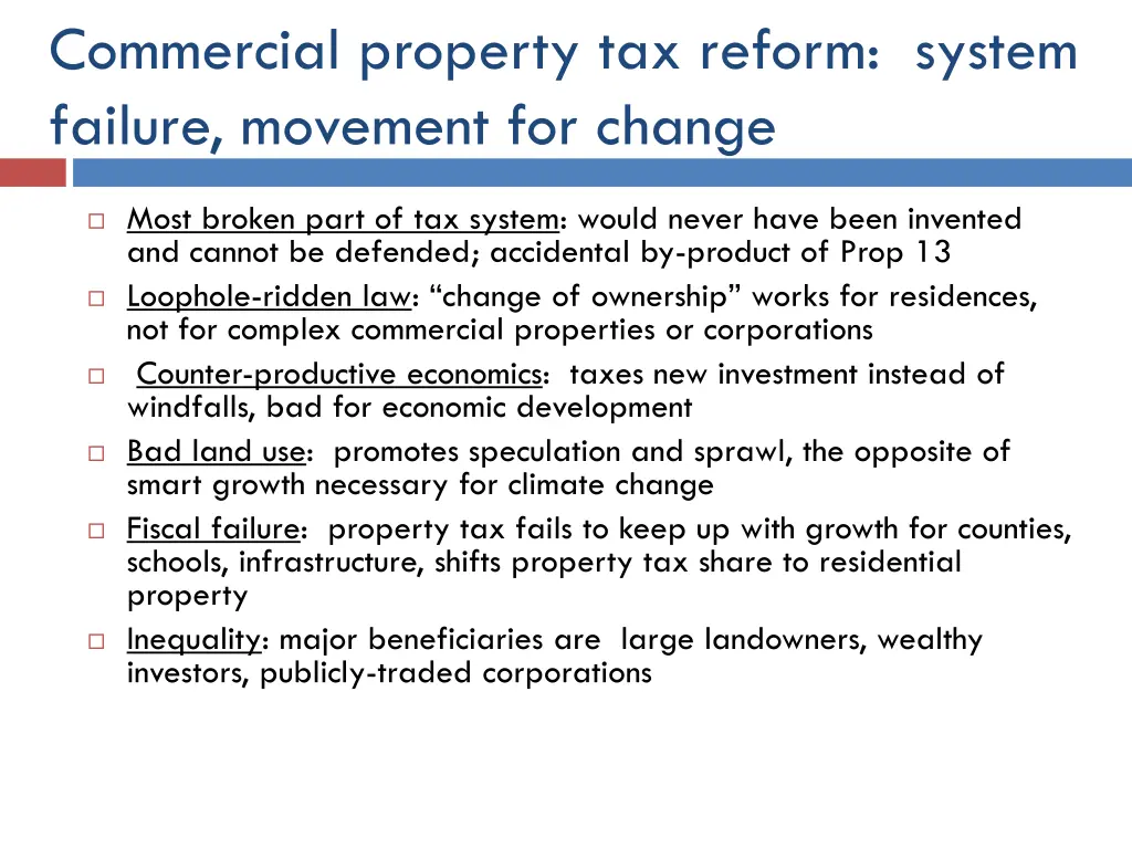 commercial property tax reform system failure
