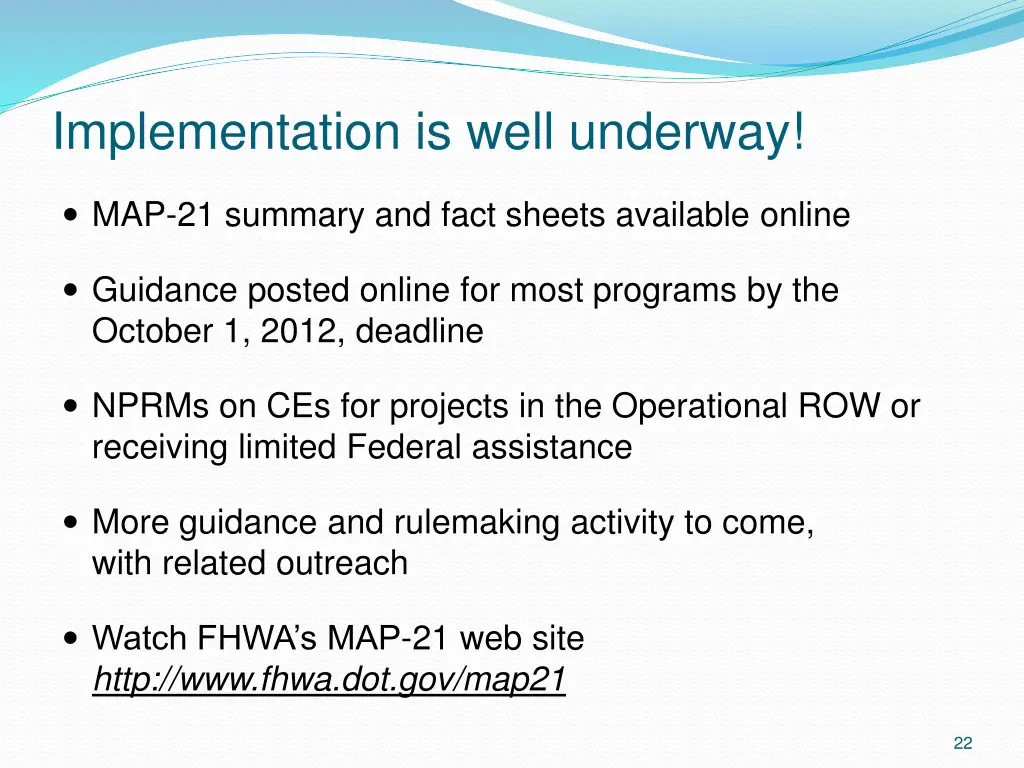 implementation is well underway