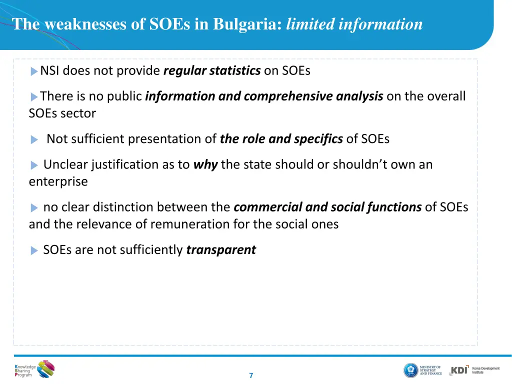 the weaknesses of soes in bulgaria limited