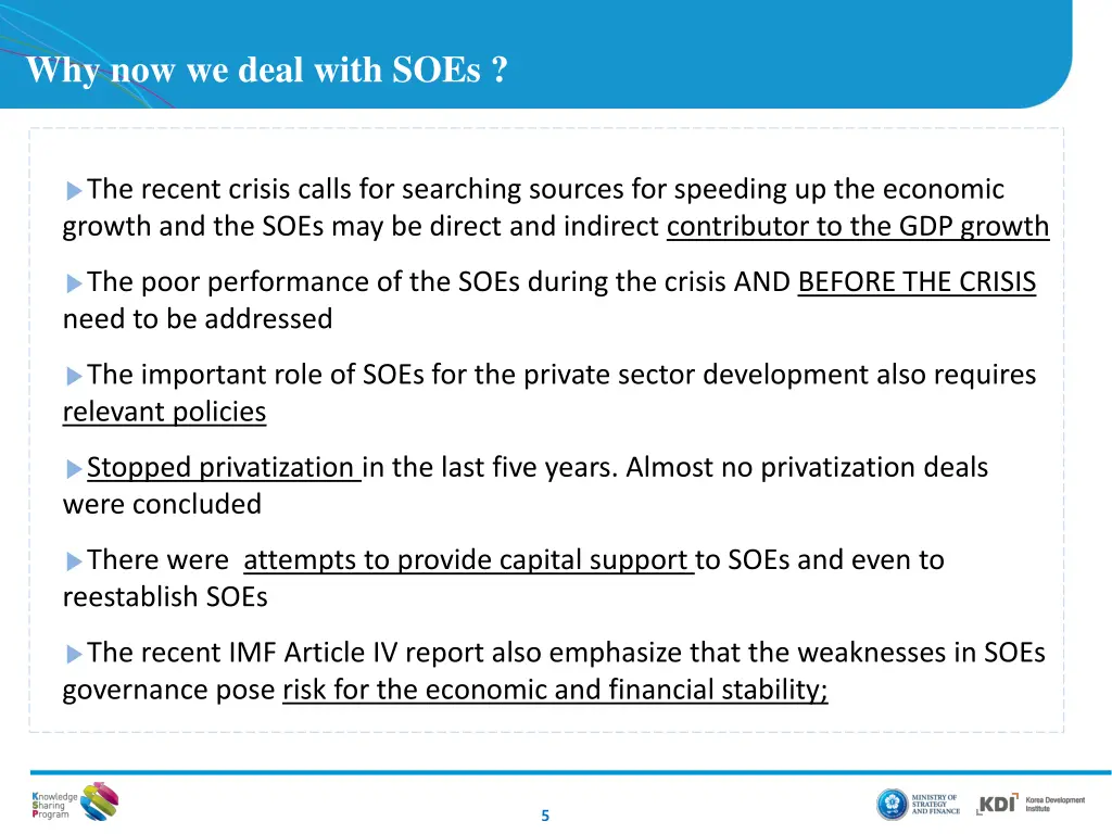 why now we deal with soes