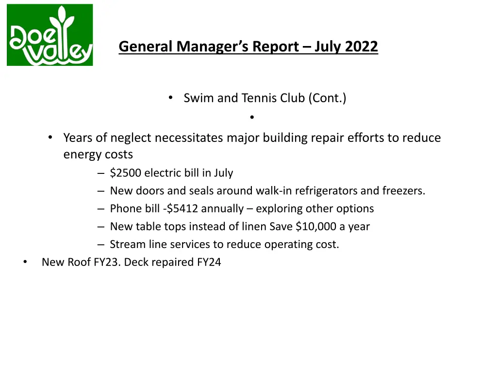 general manager s report july 2022 12