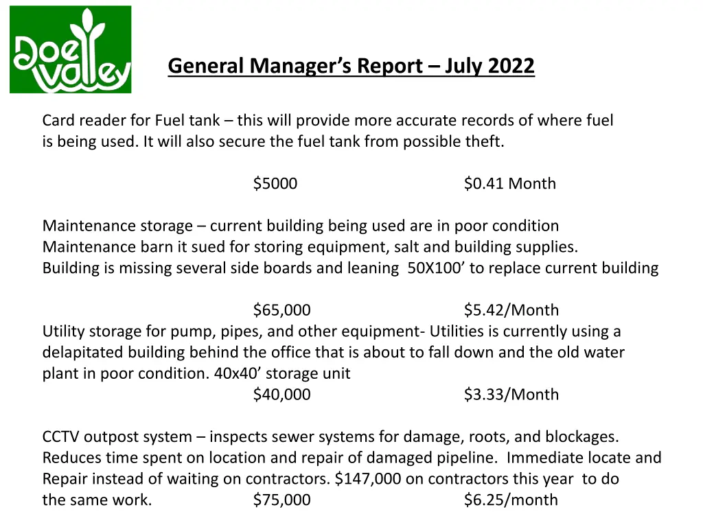 general manager s report july 2022 16