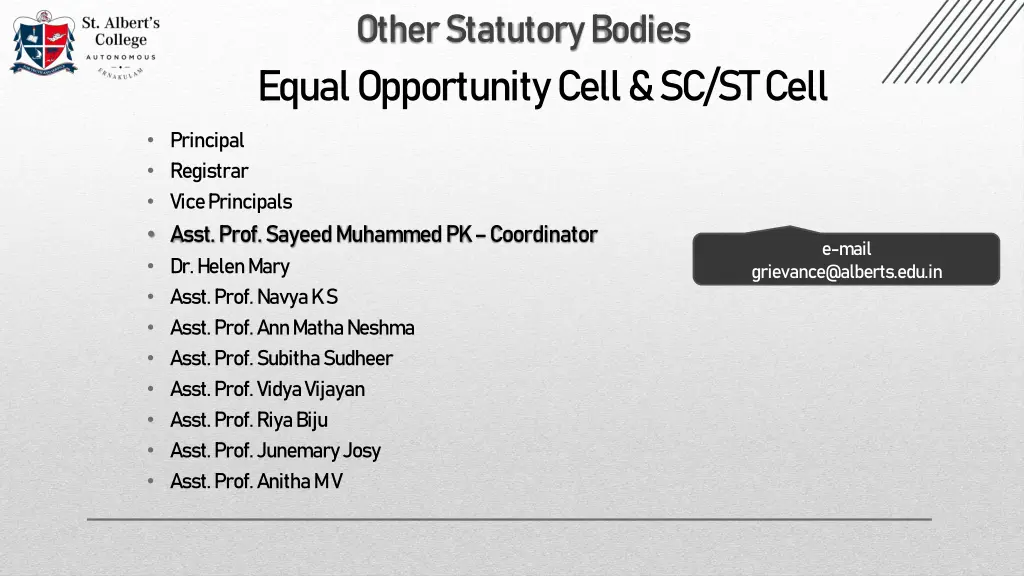 other statutory bodies equal opportunity cell