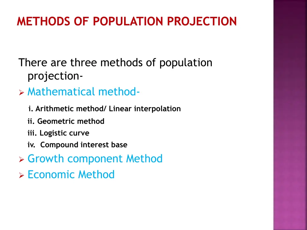 methods of population projection
