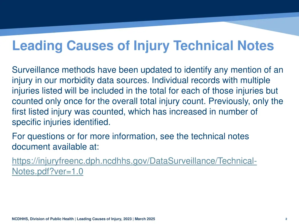 leading causes of injury technical notes