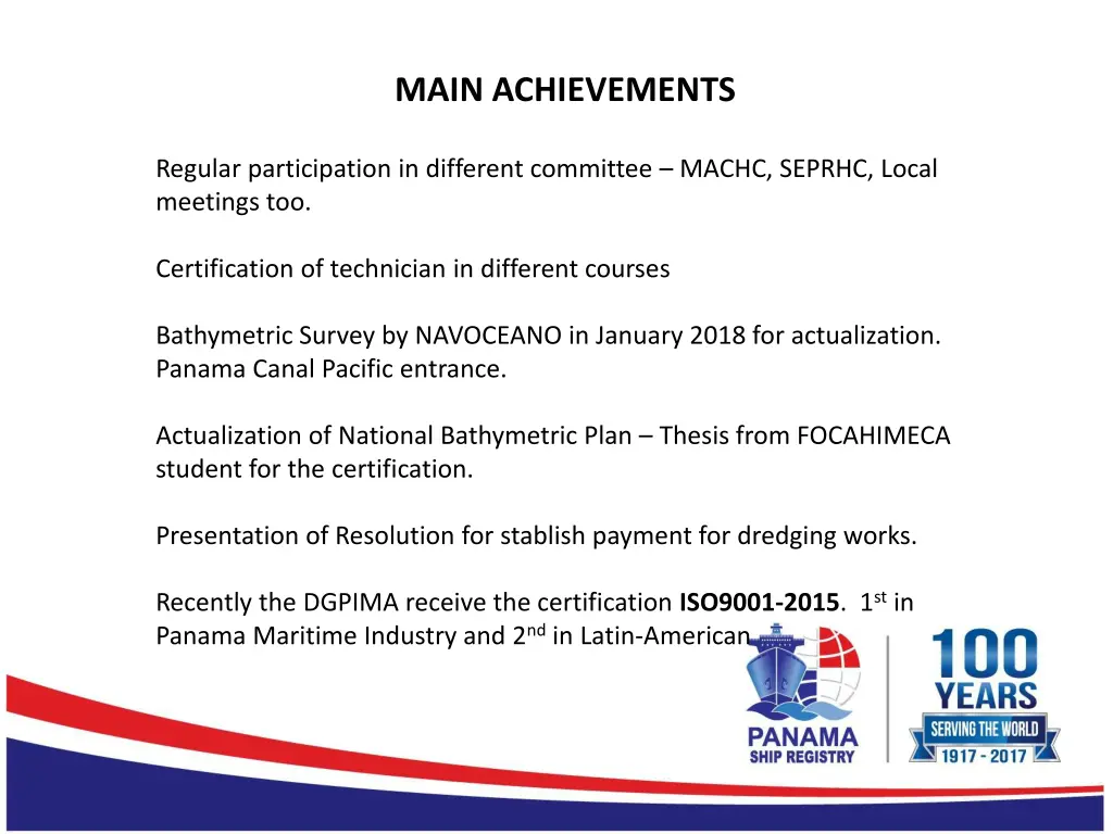main achievements