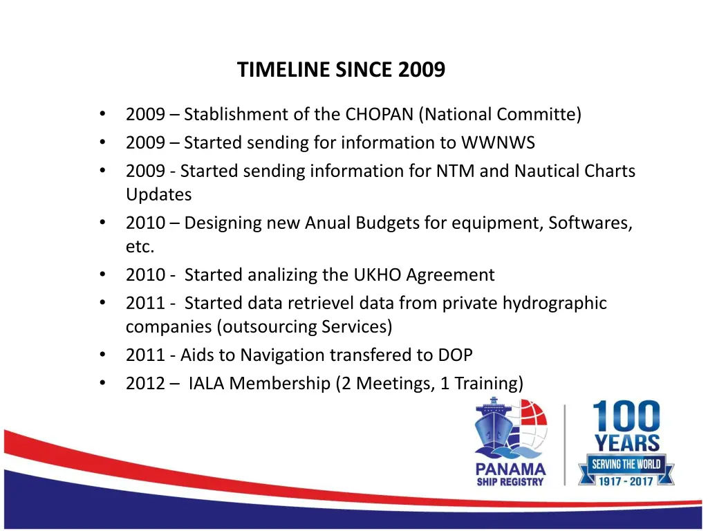 timeline since 2009