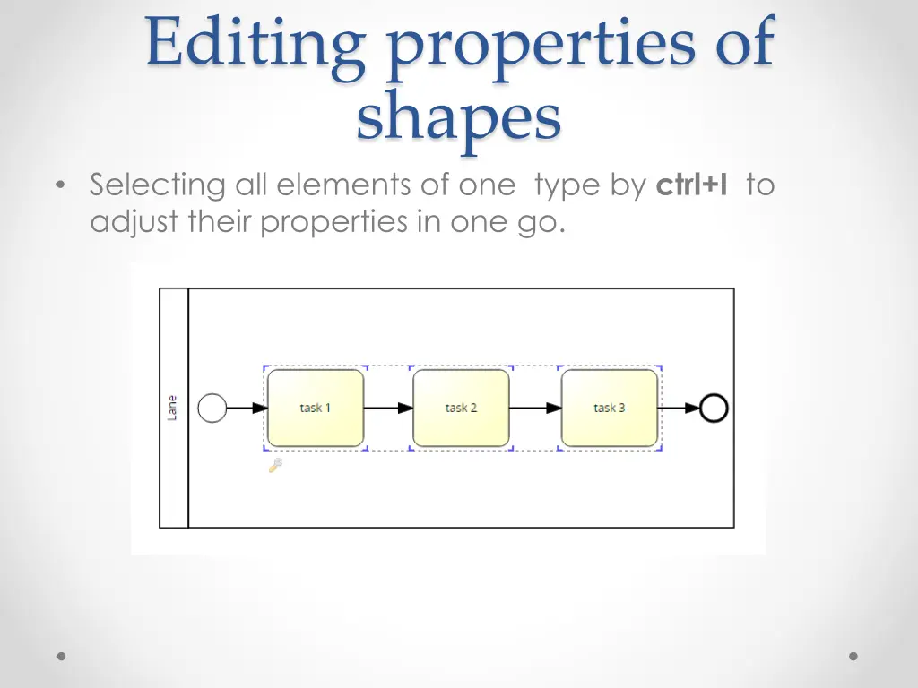 editing properties of shapes selecting
