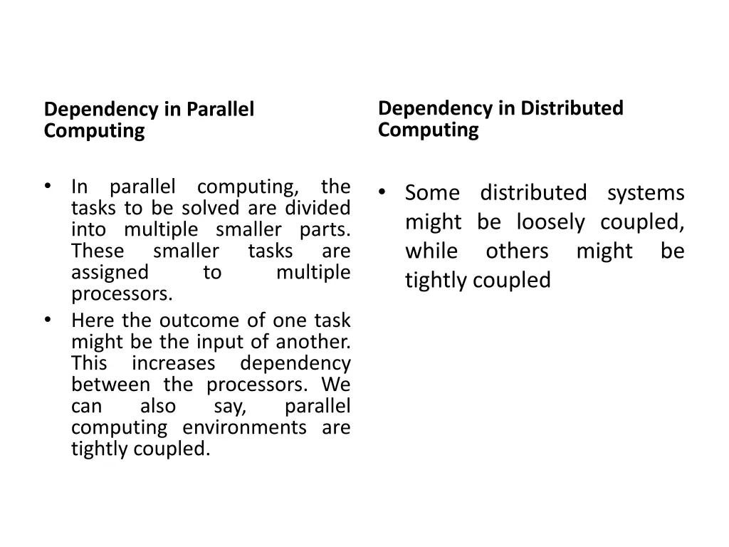 dependency in distributed computing