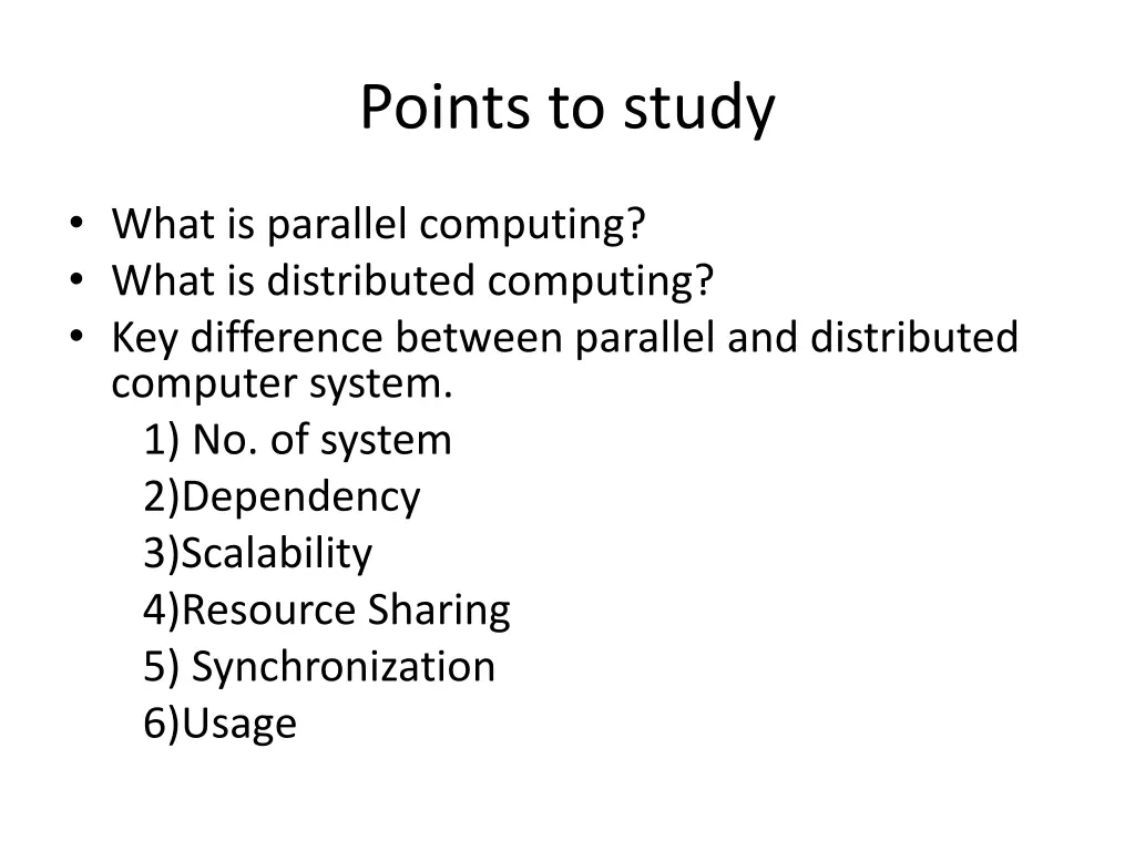 points to study