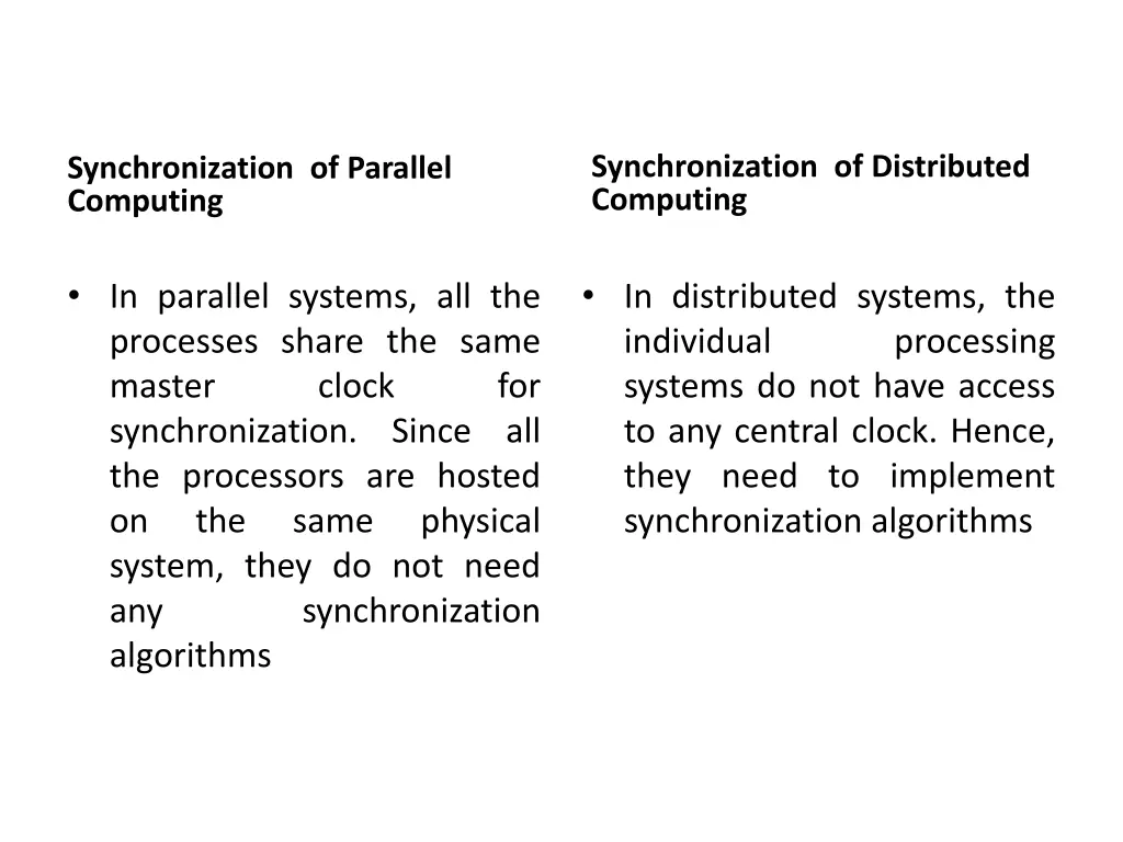 synchronization of distributed computing