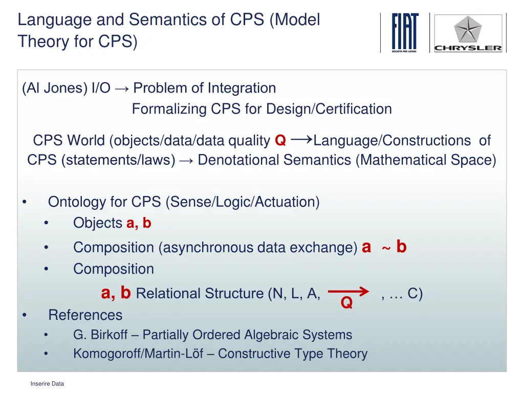 language and semantics of cps model theory for cps