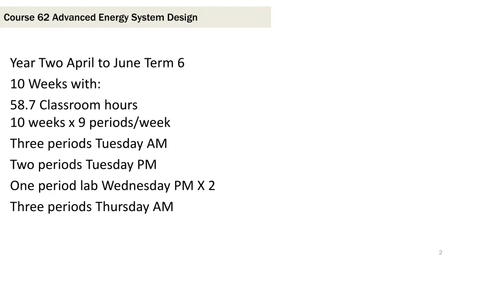 course 62 advanced energy system design