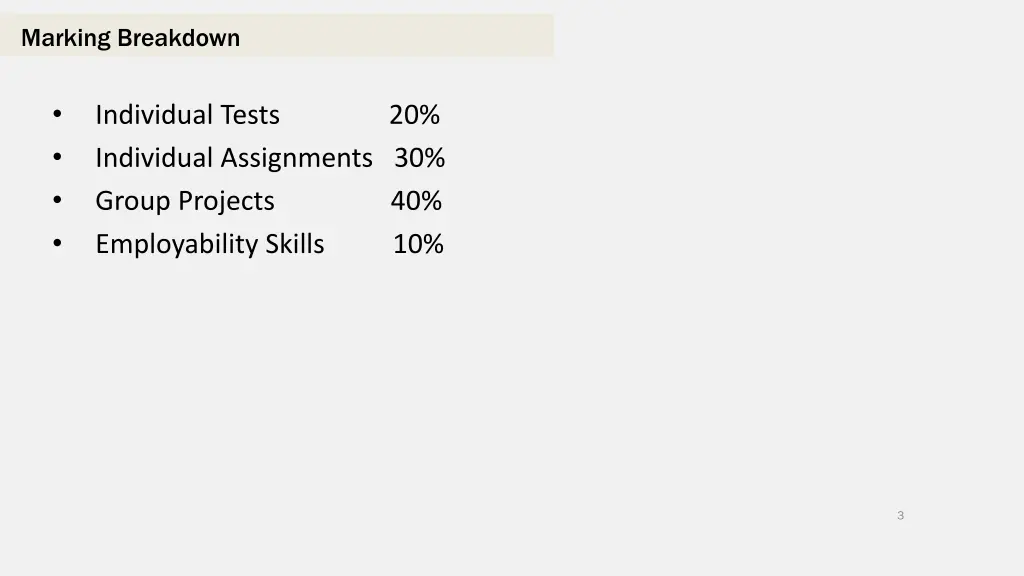 marking breakdown