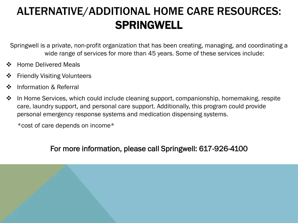 alternative additional home care resources 1