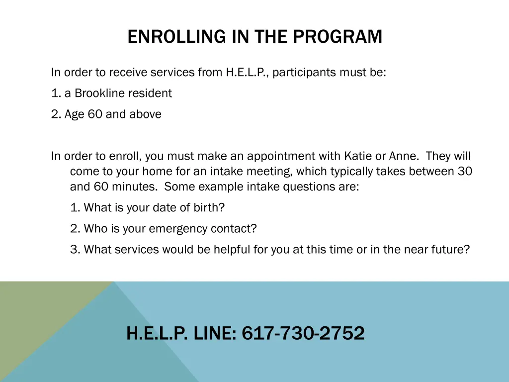 enrolling in the program