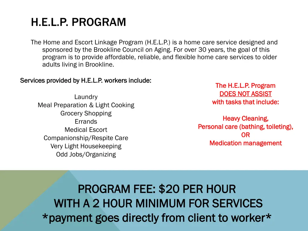 h e l p program