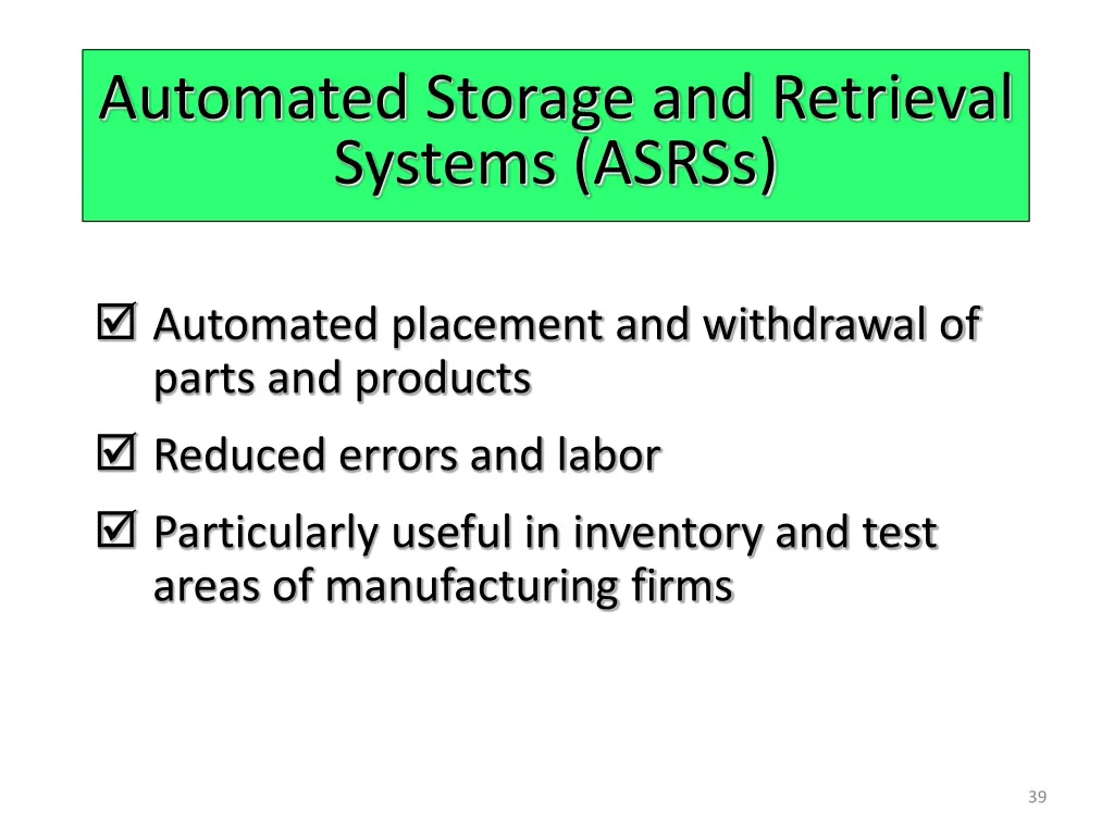 automated storage and retrieval systems asrss