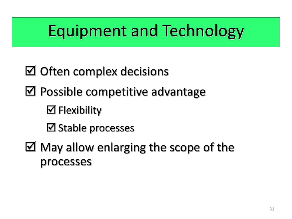 equipment and technology