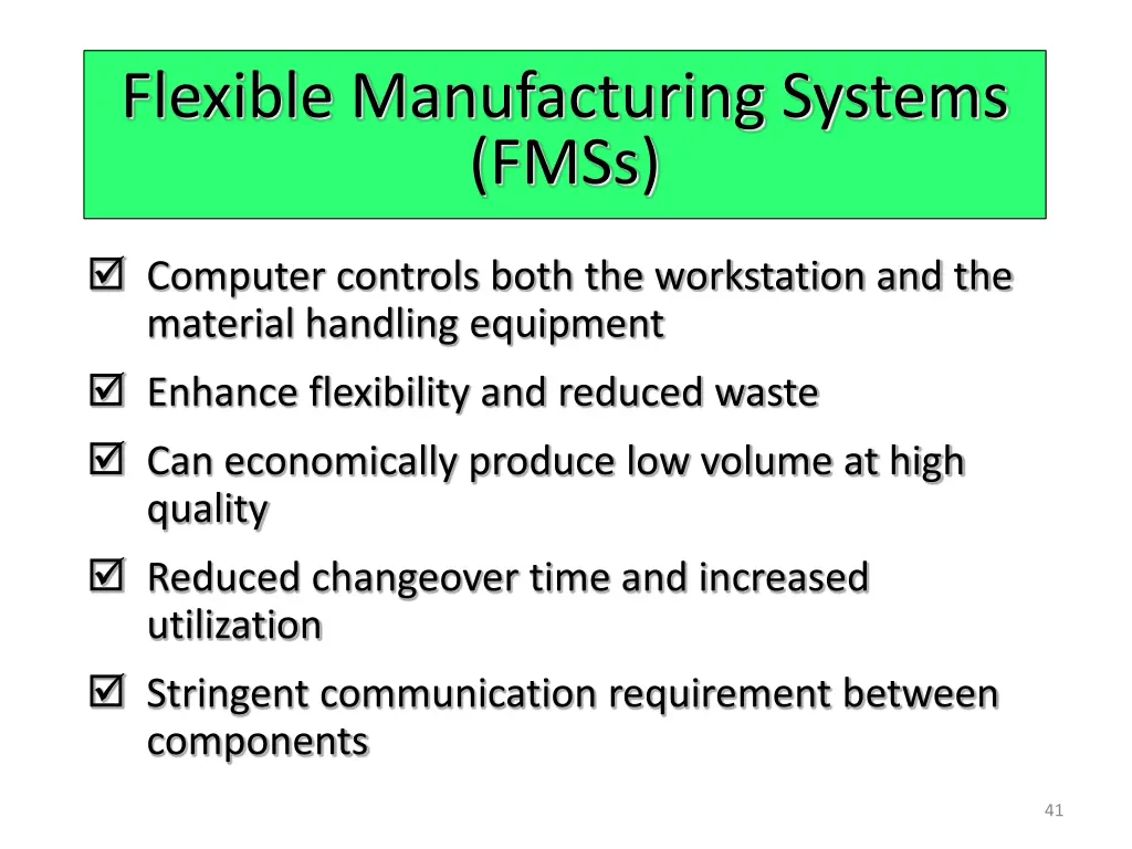flexible manufacturing systems fmss
