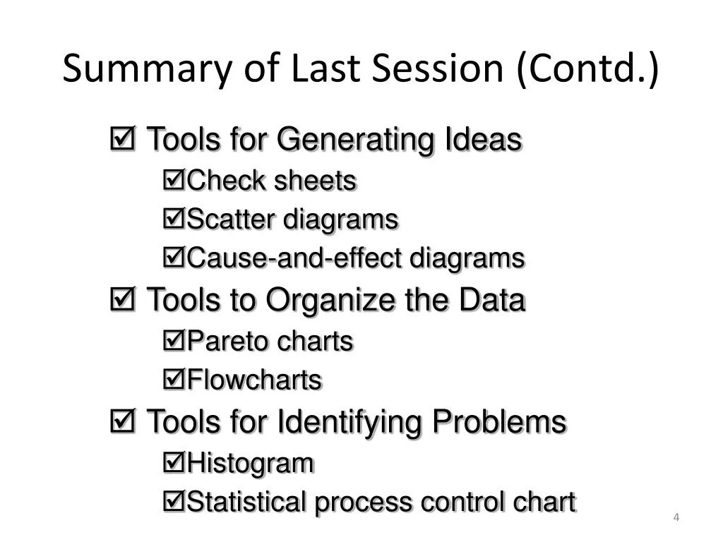 summary of last session contd 1