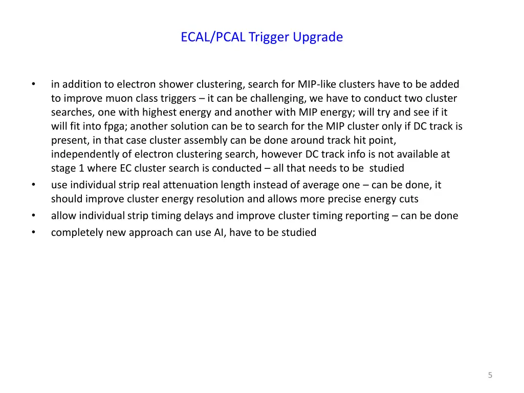 ecal pcal trigger upgrade