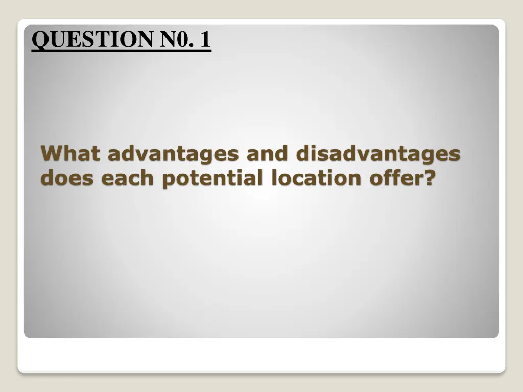 question n0 1