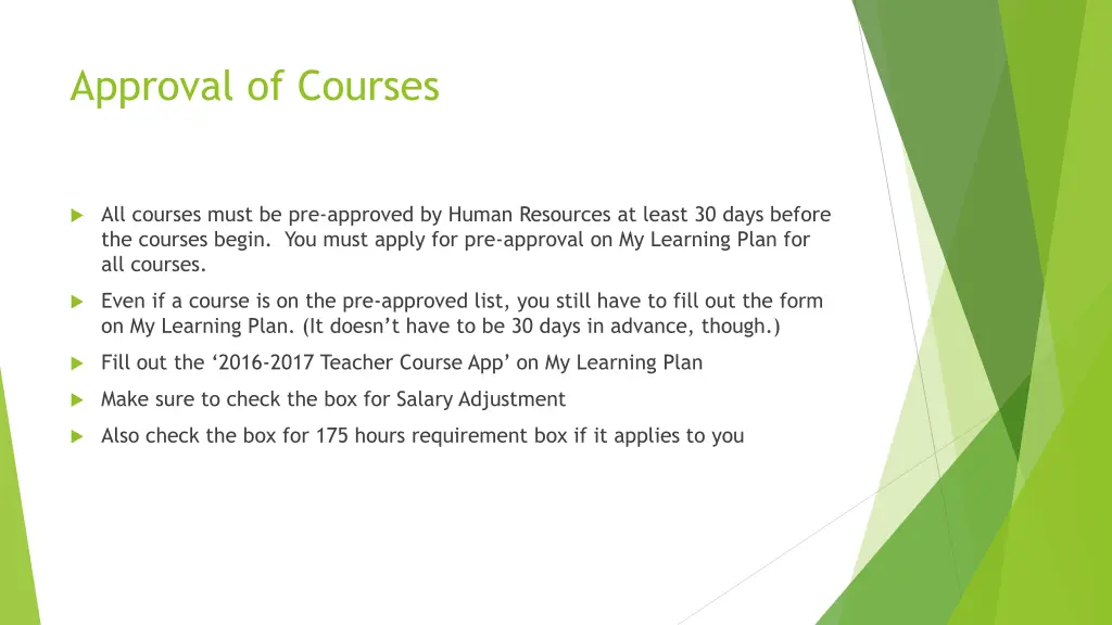 approval of courses