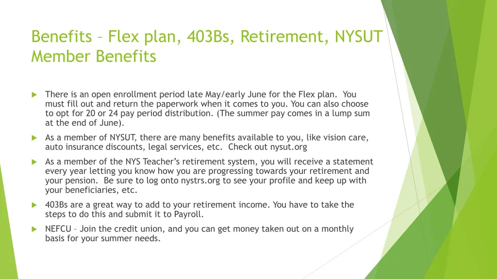 benefits flex plan 403bs retirement nysut member