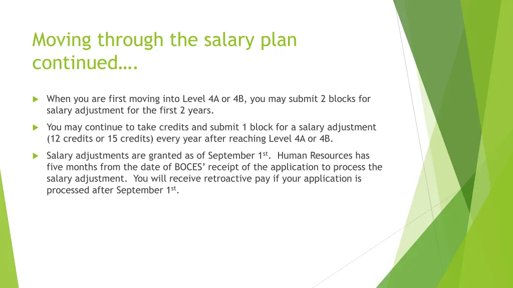 moving through the salary plan continued