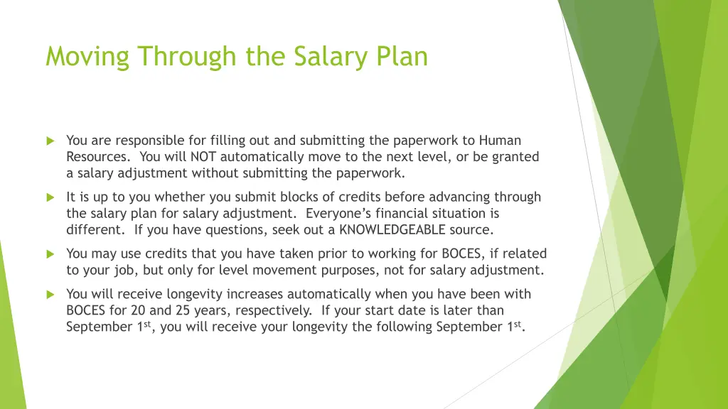 moving through the salary plan