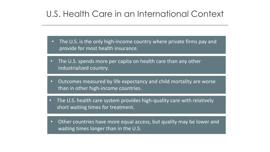 u s health care in an international context