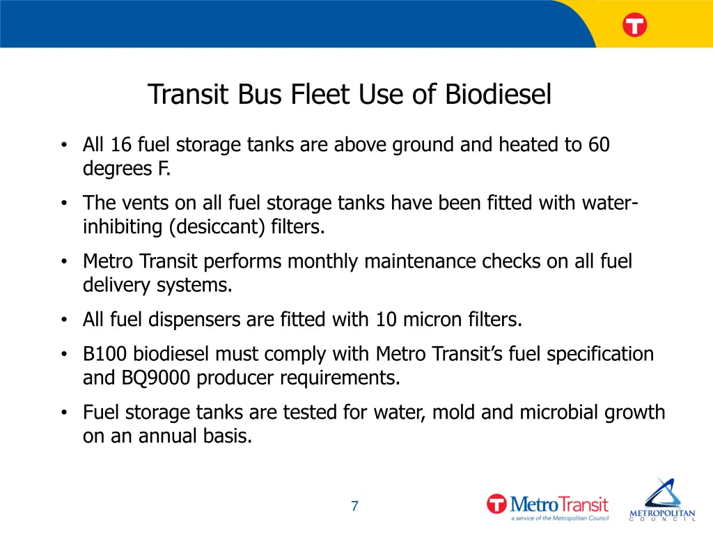 transit bus fleet use of biodiesel
