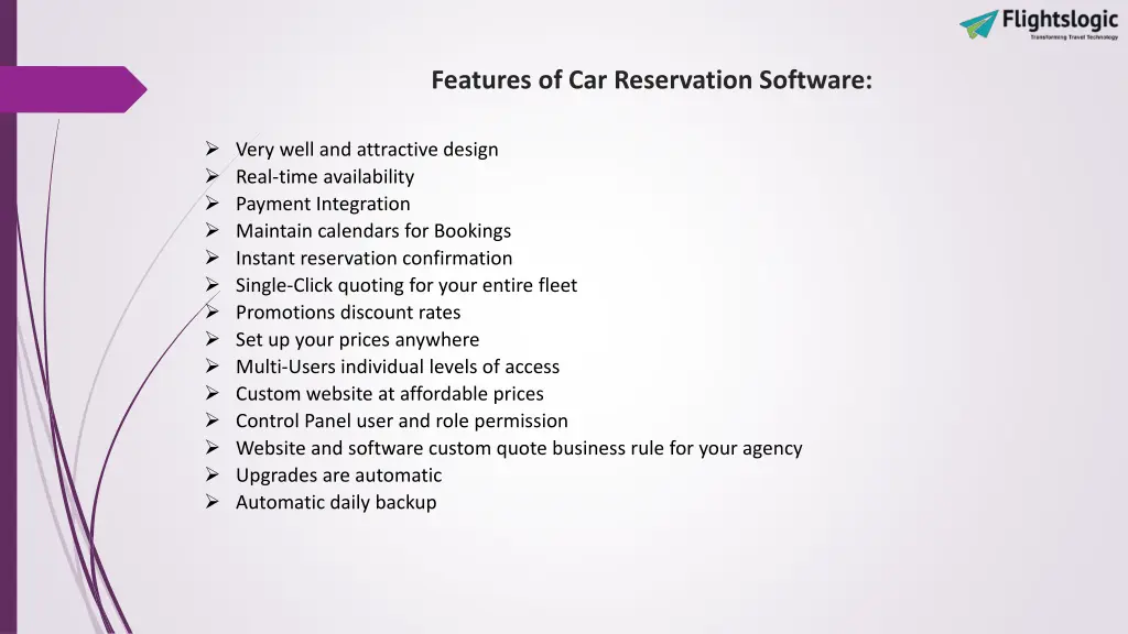 features of car reservation software