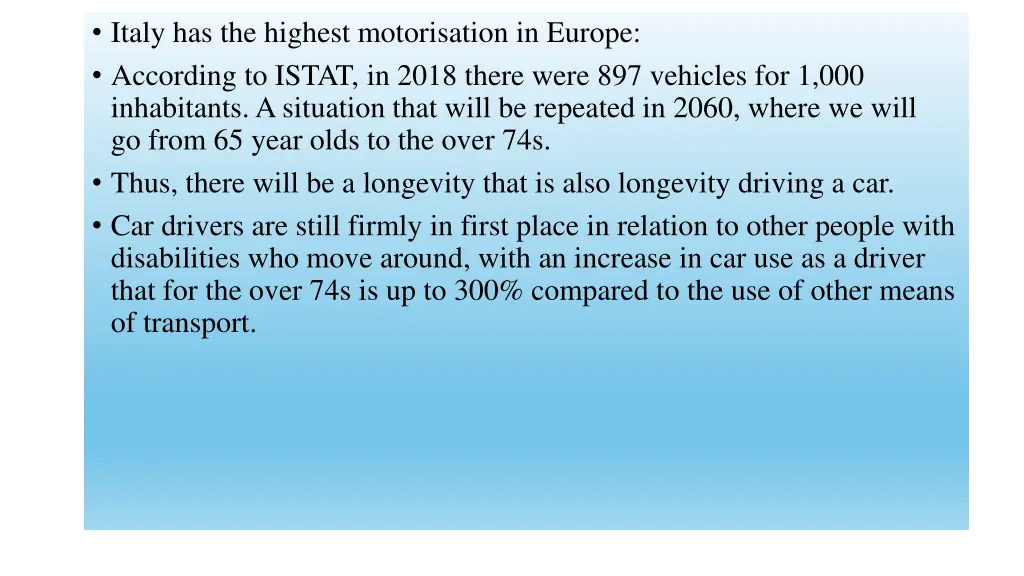 italy has the highest motorisation in europe