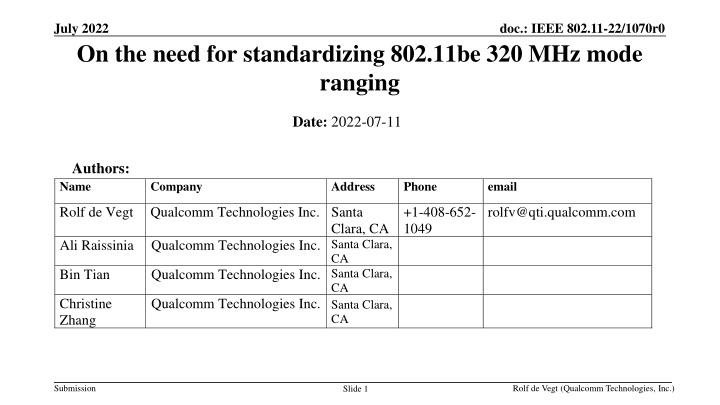july 2022 on the need for standardizing 802 11be