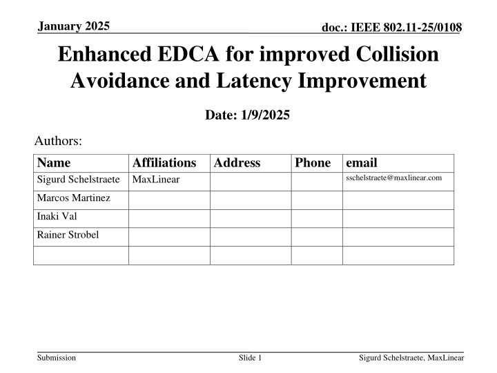 january 2025 enhanced edca for improved collision