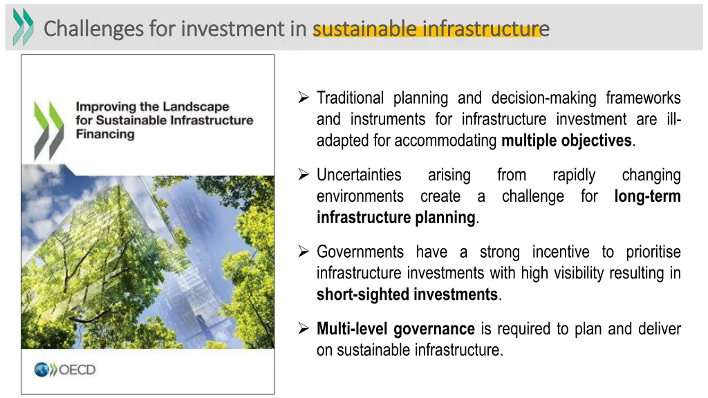 challenges for investment in sustainable