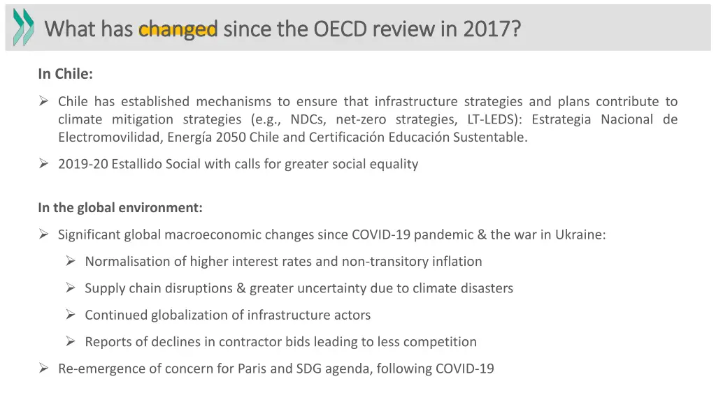 what has changed since the oecd review in 2017