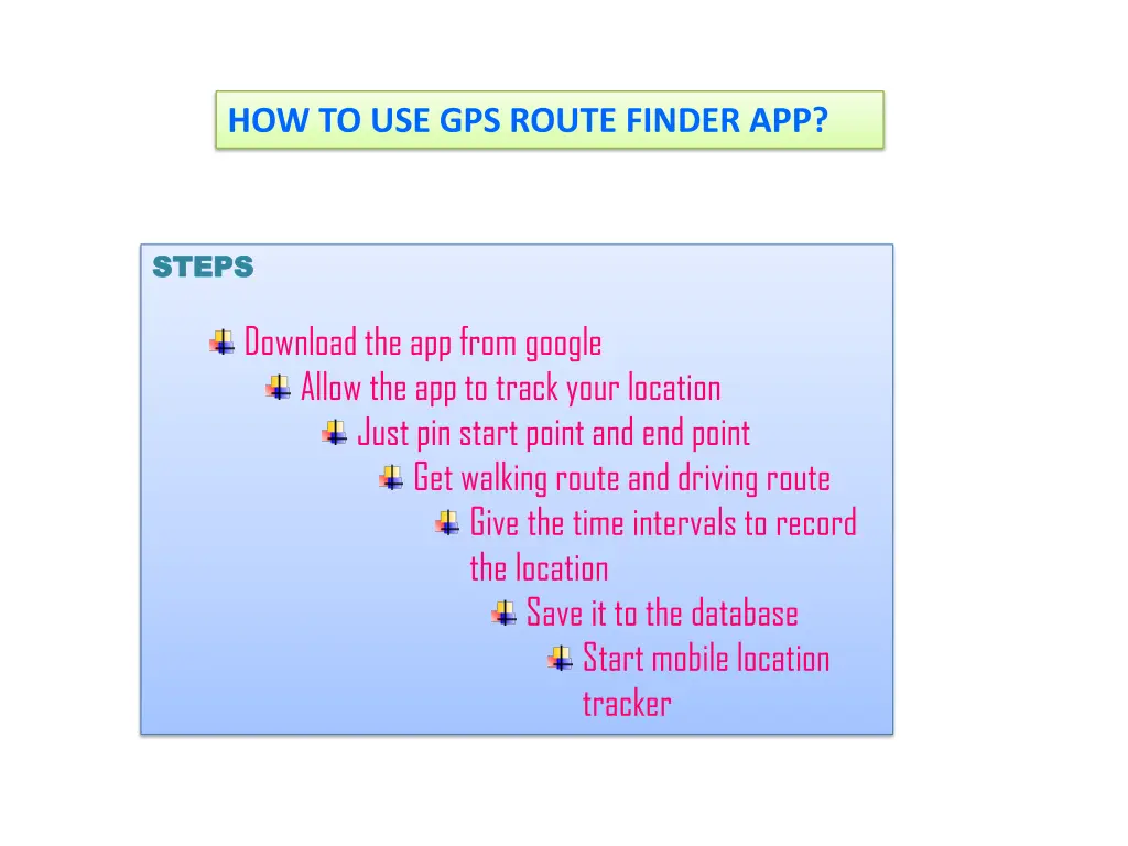 how to use gps route finder app