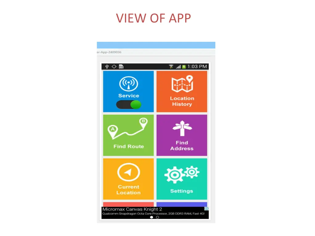 view of app