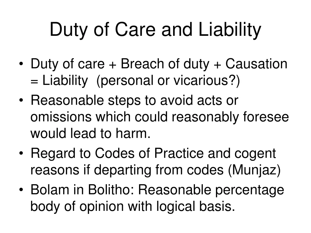 duty of care and liability