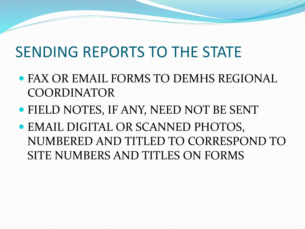 sending reports to the state