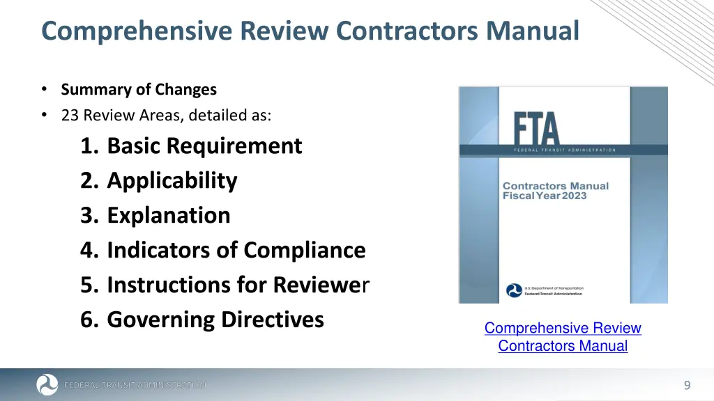 comprehensive review contractors manual