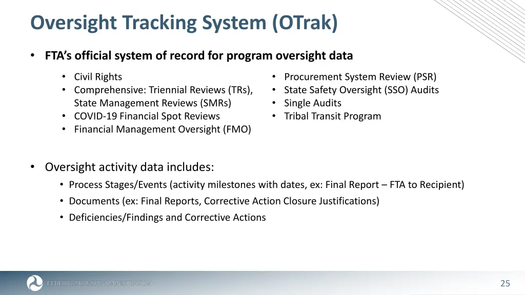 oversight tracking system otrak 1