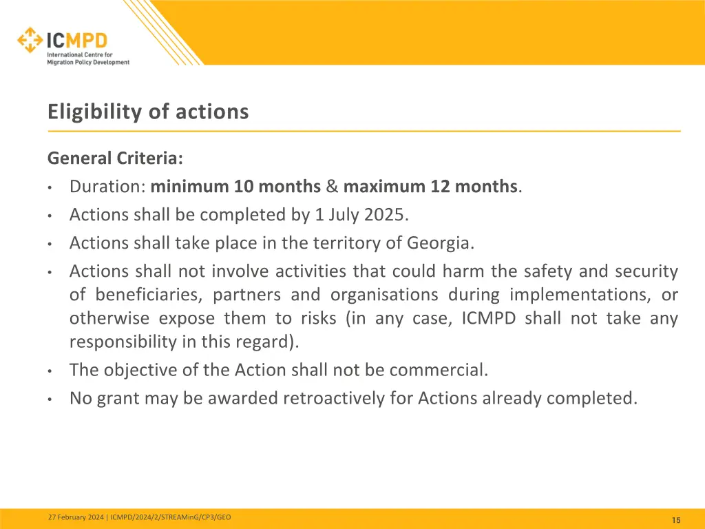 eligibility of actions