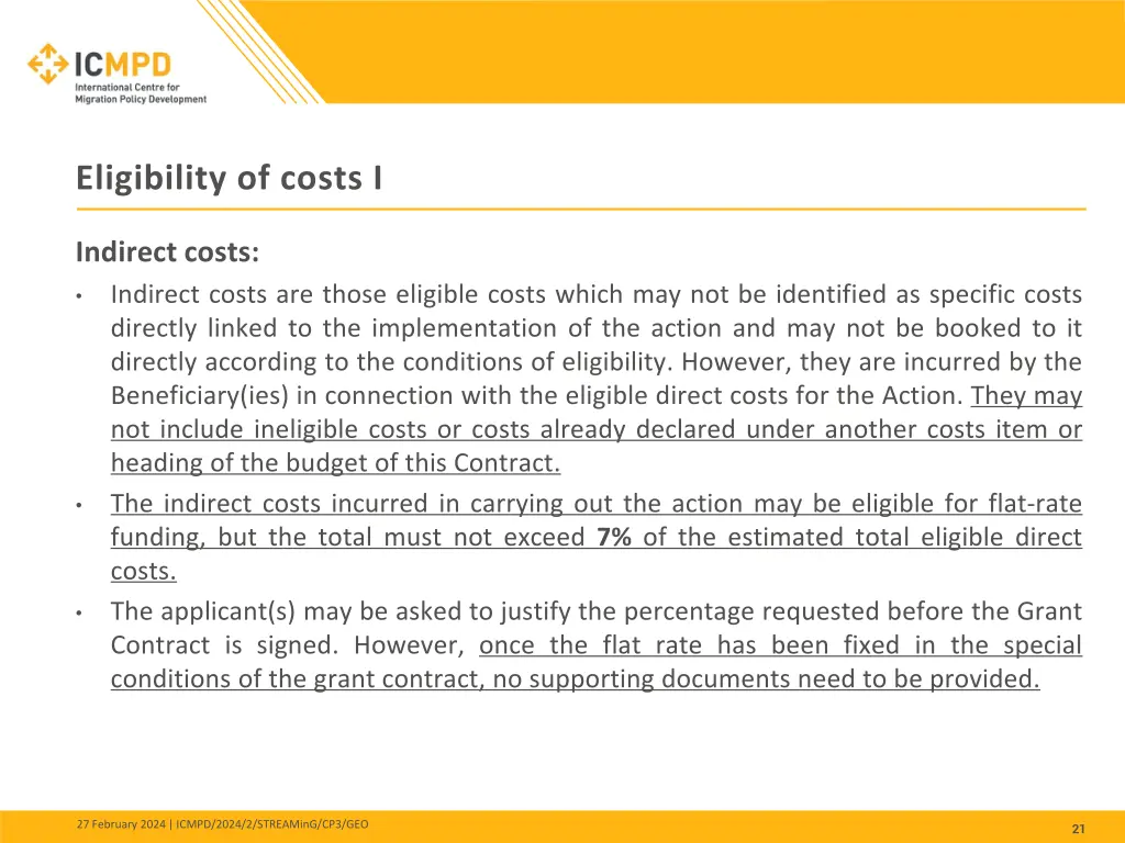 eligibility of costs i 3