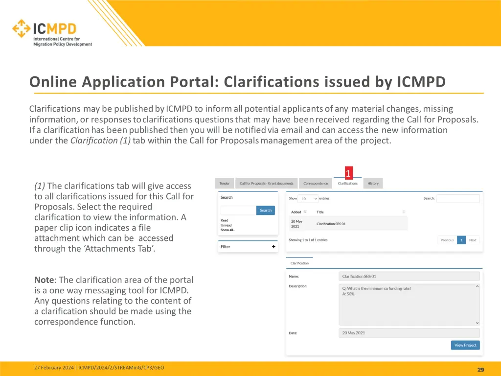 online application portal clarifications issued